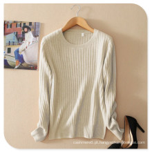 Pure Cashmere Sweater Mulheres Novo Design De Malha Pullover Cor Sólida com Manga Longa O Pescoço